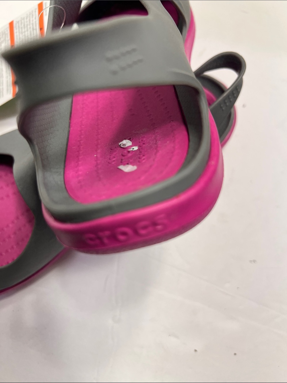 CROCS Gray Upper with Pink Footbed Women's Slingback Sandals - Picture 5 of 7